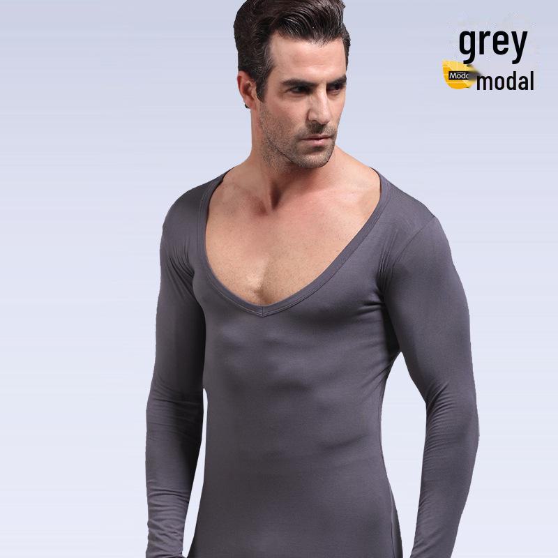 Herren Slim Fit Langarm V-Ausschnitt Baselayer Shirt - Unifarben, Leichtgewicht für Herbst & Winter