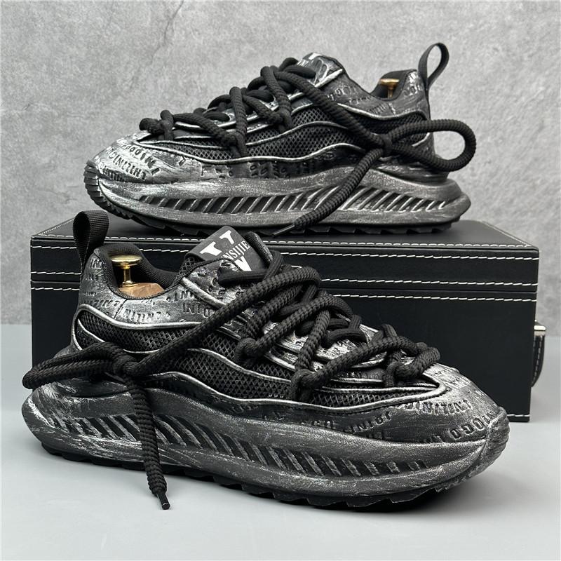 

Мужская повседневная обувь, дышащие кроссовки, новые мужские модные кроссовки на платформе, трендовая тканевая обувь на шнуровке, уличная нескользящая обувь 38 чёрный