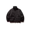 Unisex Oversized Winter Cotton Coat With Stand Collar Coffee Black Solid Color Warm Thick Workwear Style