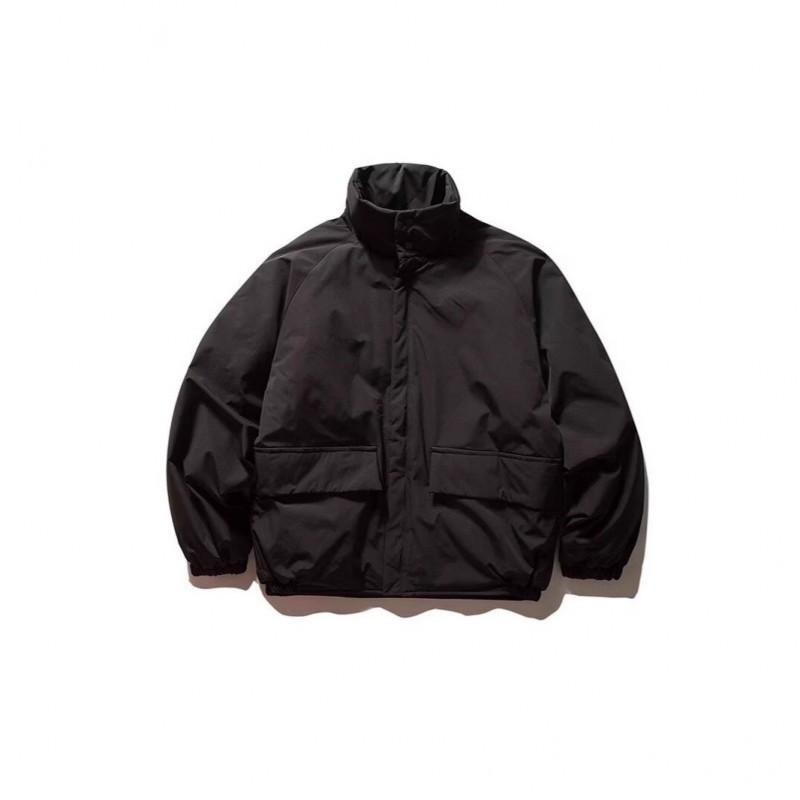 Unisex Oversized Winter Cotton Coat With Stand Collar Coffee Black Solid Color Warm Thick Workwear Style