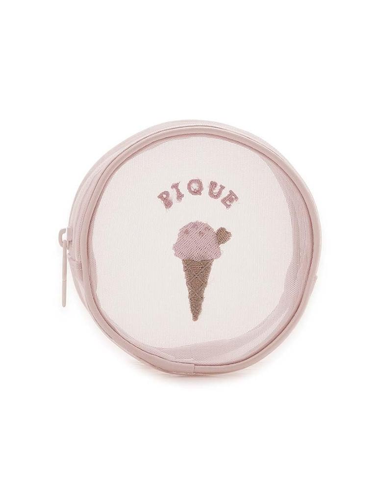 Gelato Pique WhiteDay Ice Embroidered Round Pouch PWGB251725 PNK
