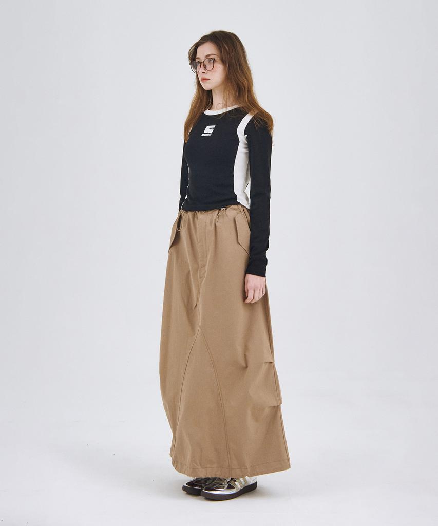 Some Place Pocket String Cargo Maxi Long Skirt _ 2 Colors