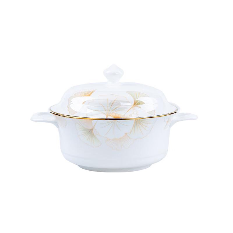Jingdezhen Keramický jídelní talíř s listem ginkga