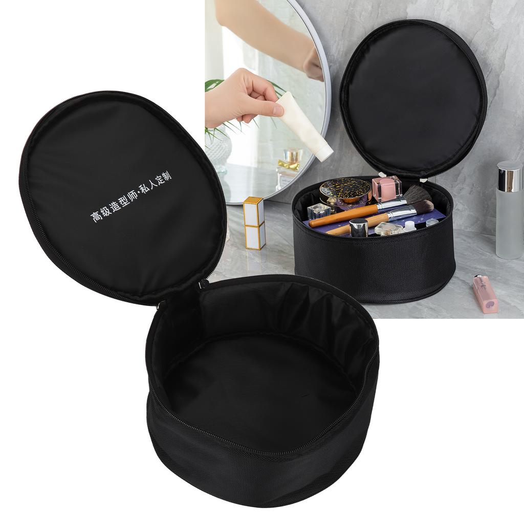 Barrel Makeup Bag Waterproof Abrasion Resistance Polyester Travel Cosmetic Bag with Soft Firm Handle for Cosmetic Brush