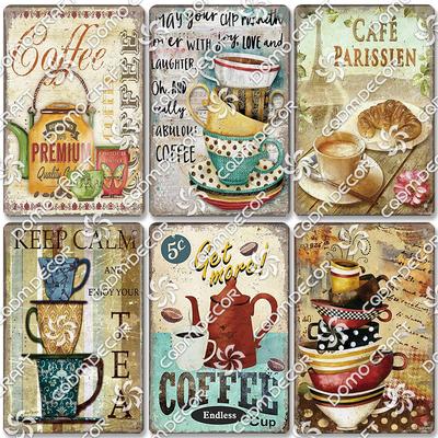 Poster Tazza Vintage Segni in Latta Metallo Tazza da Tè Tazza da Caffè Decorazione Murale Retrò Casa del Tè Caffetteria Soggiorno Casa