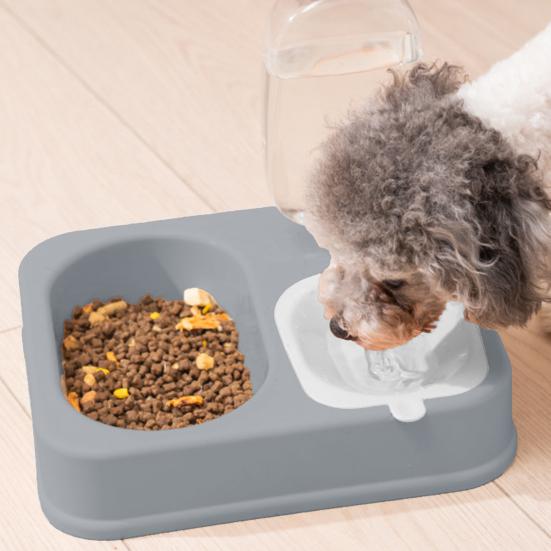 Pet Food And Water Feeder 2 In 1 Pet Feeder Bowl Automatic Water Dispenser with 500ml Bottle Detachable Pet Feeder for Cats Dogs
