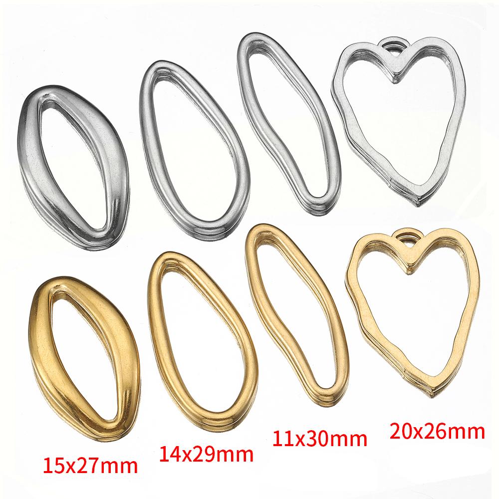 5pcs Stainless Steel Irregular Bezel Blank Gold Color Charms Pendants Connectors for DIY Earrings Necklace Jewelry Making