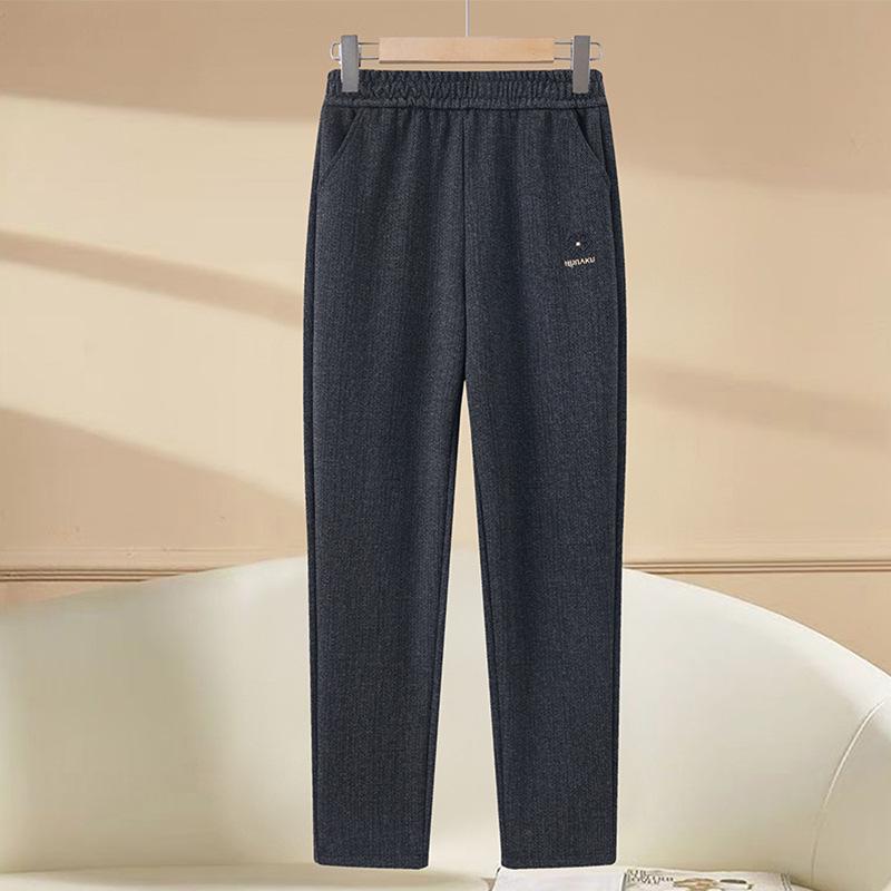 

Stylish Wool Straight Trousers for Middle-Aged Women - Autumn/Winter 2025, Mom s Elastic Waist Casual Fit. XXXL