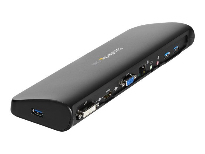 USB 3.0 dokkingstasjon - STARTECH.COM - Dobbel skjerm - HDMI og DVI/VGA - GbE og lyd