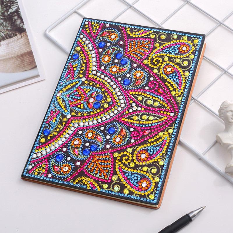 A5 Business Notebook with 5D Diamond Painting, DIY Imitation Leather, B5 Meeting Record Journal, Elegant Gift.