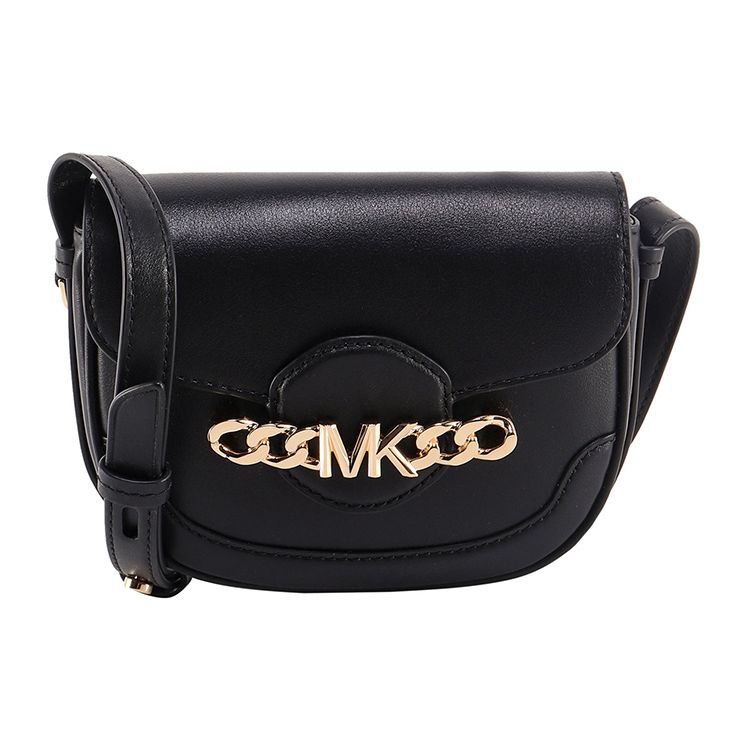 

Michael Kors MK Hally Letter Buckle Solid Color Vintage Leather Saddle Bag Women Shoulder Bag Black 32F1G2HC1L-001 Basic Set (Bag+Dust Bag)