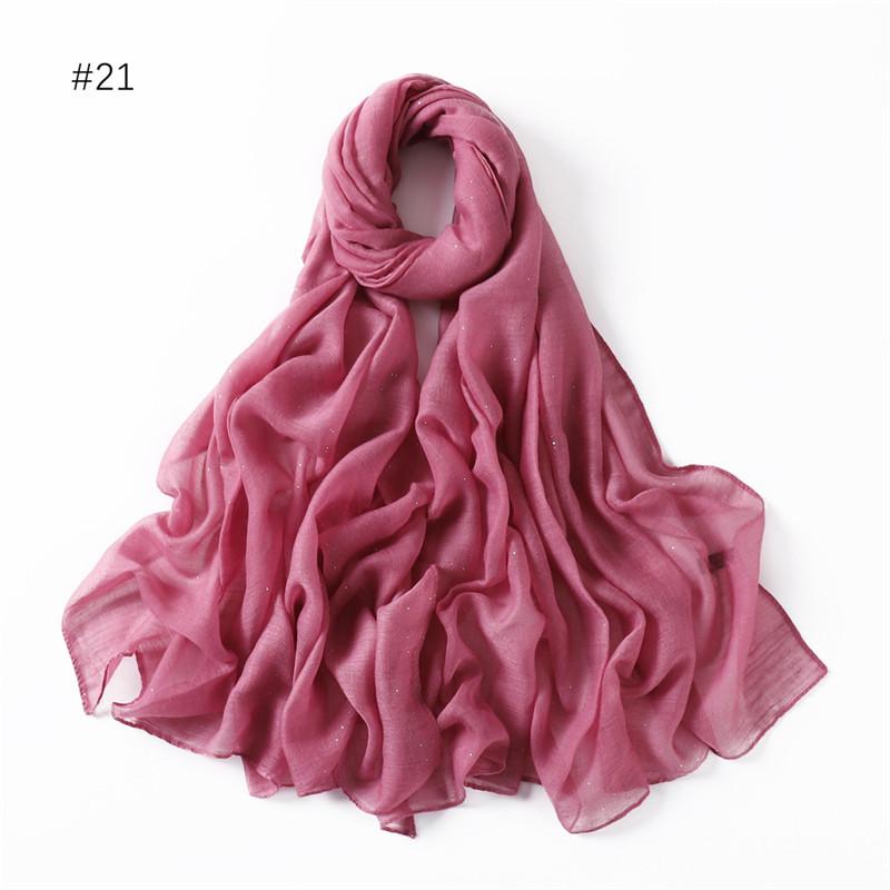 Plain Oversized Shiny Glitter Cotton Viscose Hijab Scarf Lady Solid Shimmer Wraps and Shawls Pashmina Musulman Headband 180*90Cm