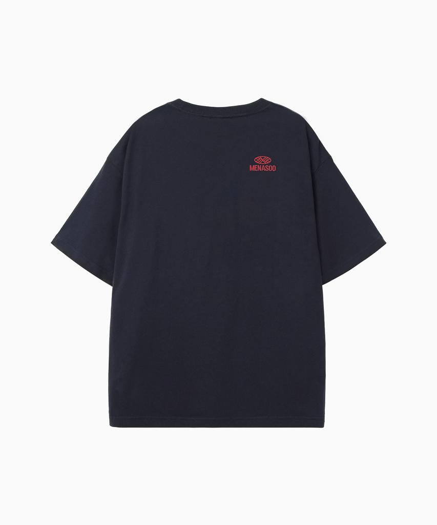 Minasu New Big Hearttrack Graphic T Shirt_Navy