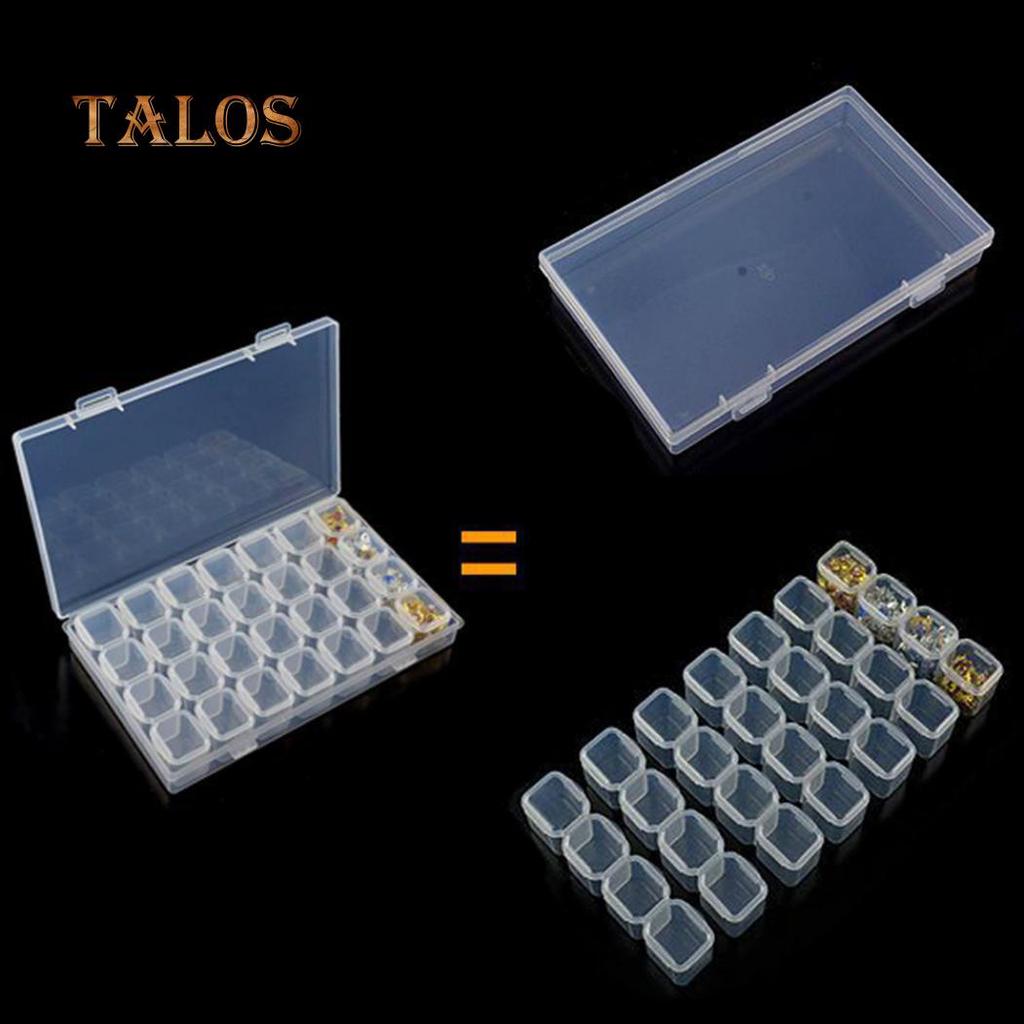 Clear Slots 28 Nail Plastic Art Tools Jewelry Display Storage Box Case Organizer Removable