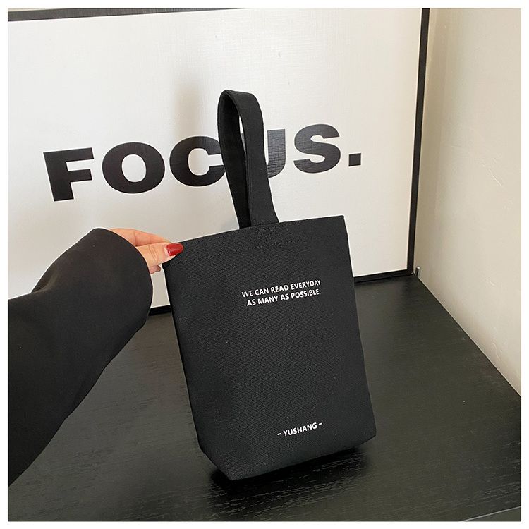 Ins Simple Handbag Thermos Cup Pouch Portable Canvas Water Bottle Cover Phone Bags Outing Carrier Coffee Cup Bag Cover