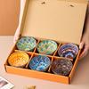6-Piece Bohemian Mandala Ceramic Bowls - Dishwasher & Microwave Safe, Perfect for Cereal, Soup, Pasta, Salad, Ice Cream Bowls