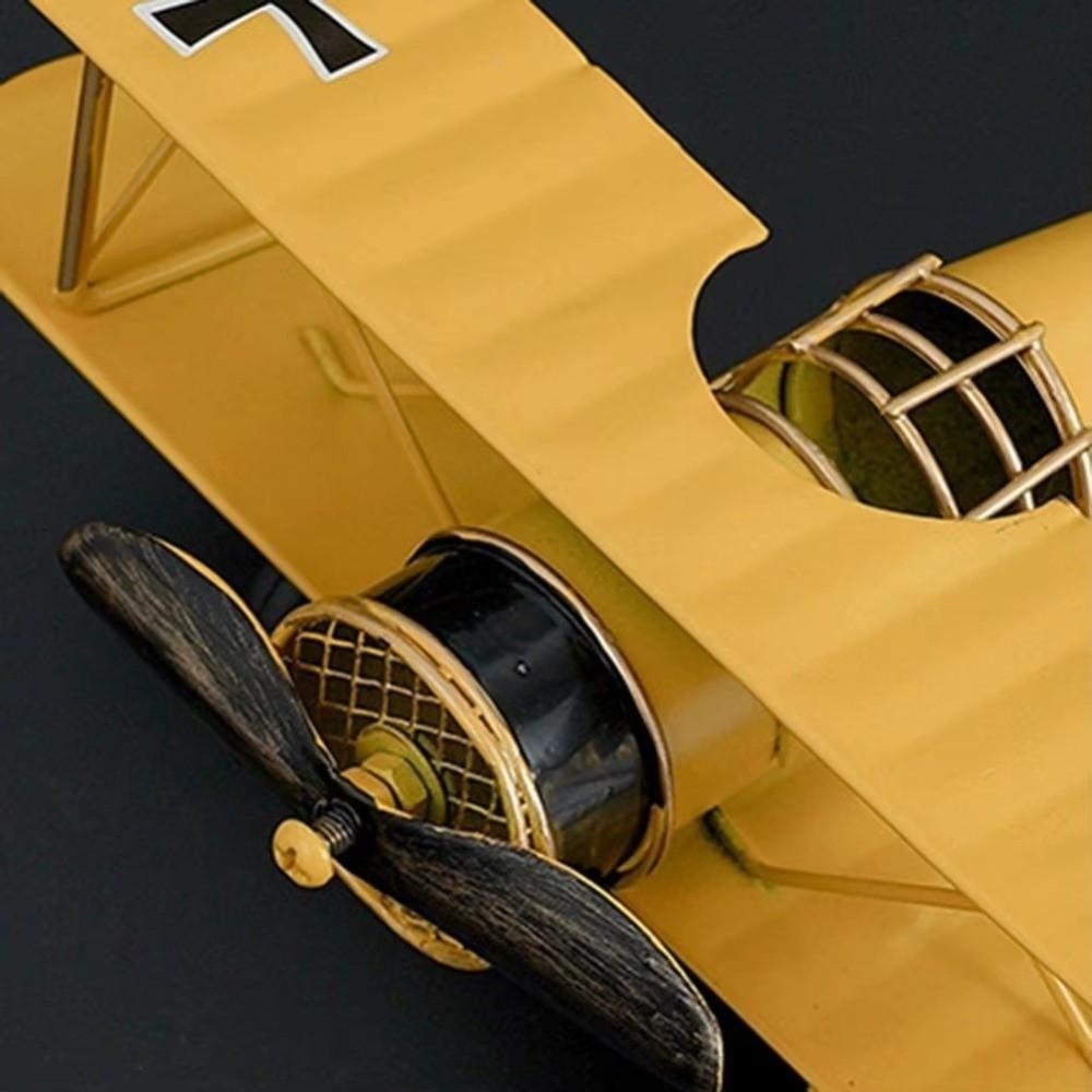 Metal Construction Airplane Model Ornament Vintage Vintage Biplane Decoration Desktop Decor