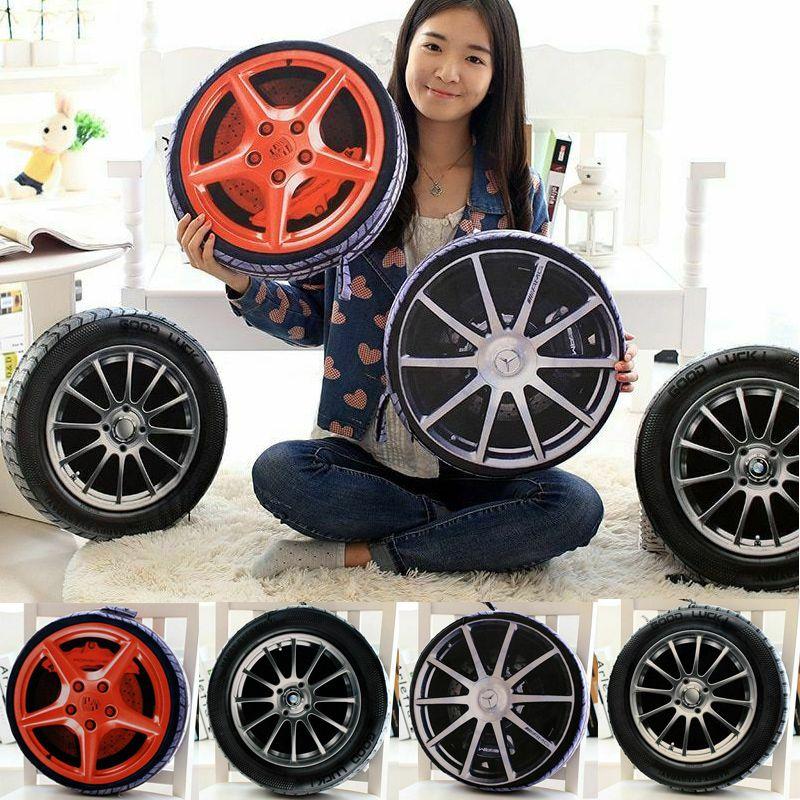 Adorable 3d Print Pillow Car Wheel Tire Plush Cushion For Car And Home Decor