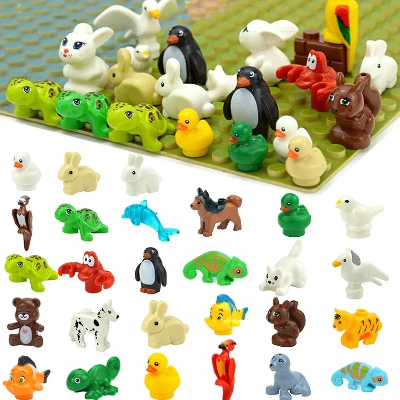 DIY Creative Model Cute Animal MOC Building Blocks Brick Little Pet Zoo Dog Duck Tortoise Penguin Cat Pig Bird Rabbit Toys