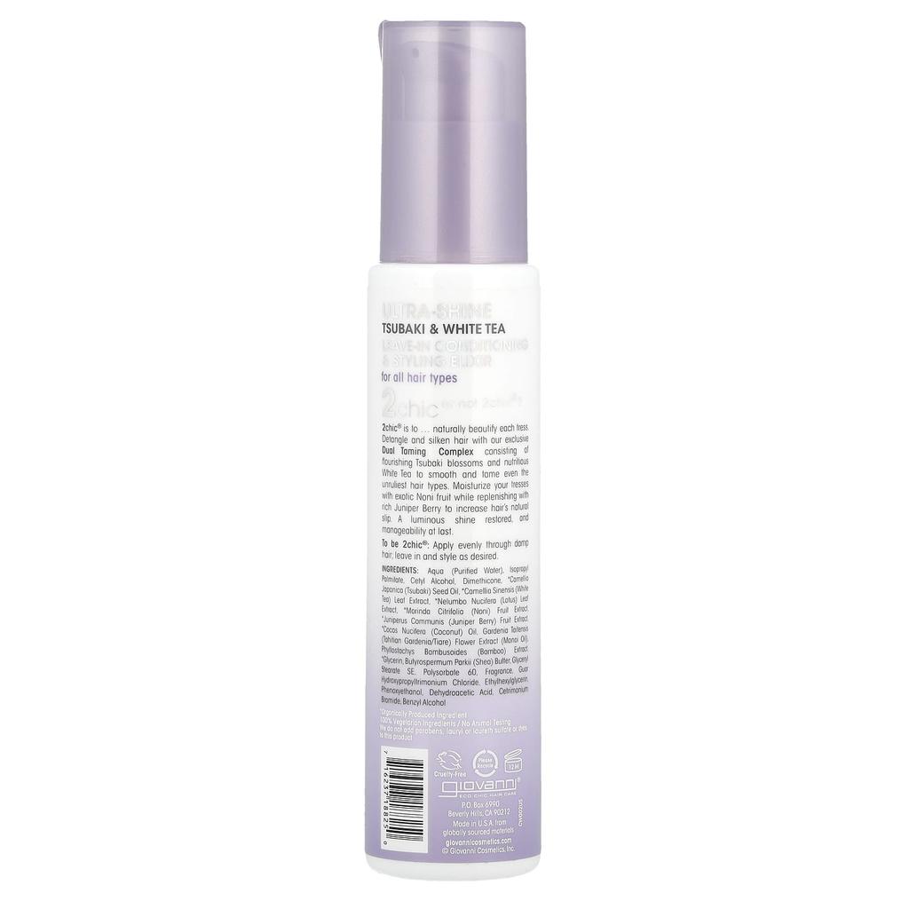 2Chic®, Ultra Shine Leave-In Conditioning & Styling Elixir, All Hair Types, Tsubaki & White Tea, 118 Ml (4 Fl Oz)