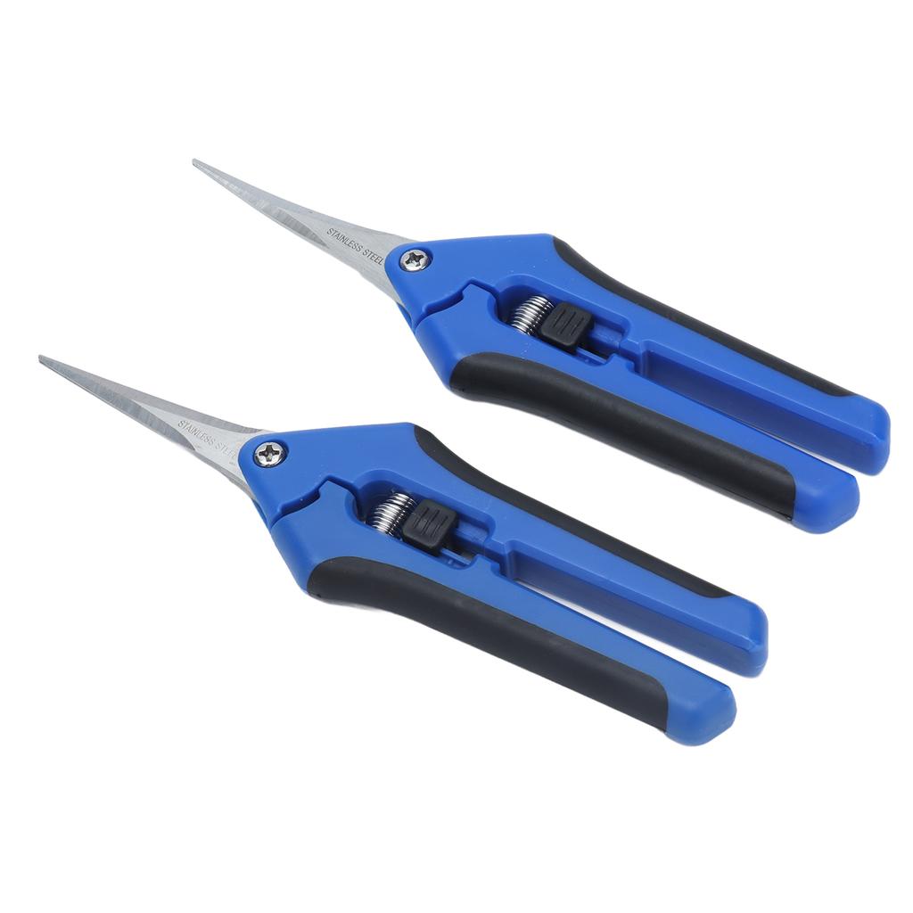 2 Pcs Pruning Shears Gardening Hand Pruner with Straight Curve Stainless Steel Blades for Plants
