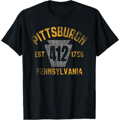 Pittsburgh Pennsylvania Steel City 412 Established Vintage T-Shirt