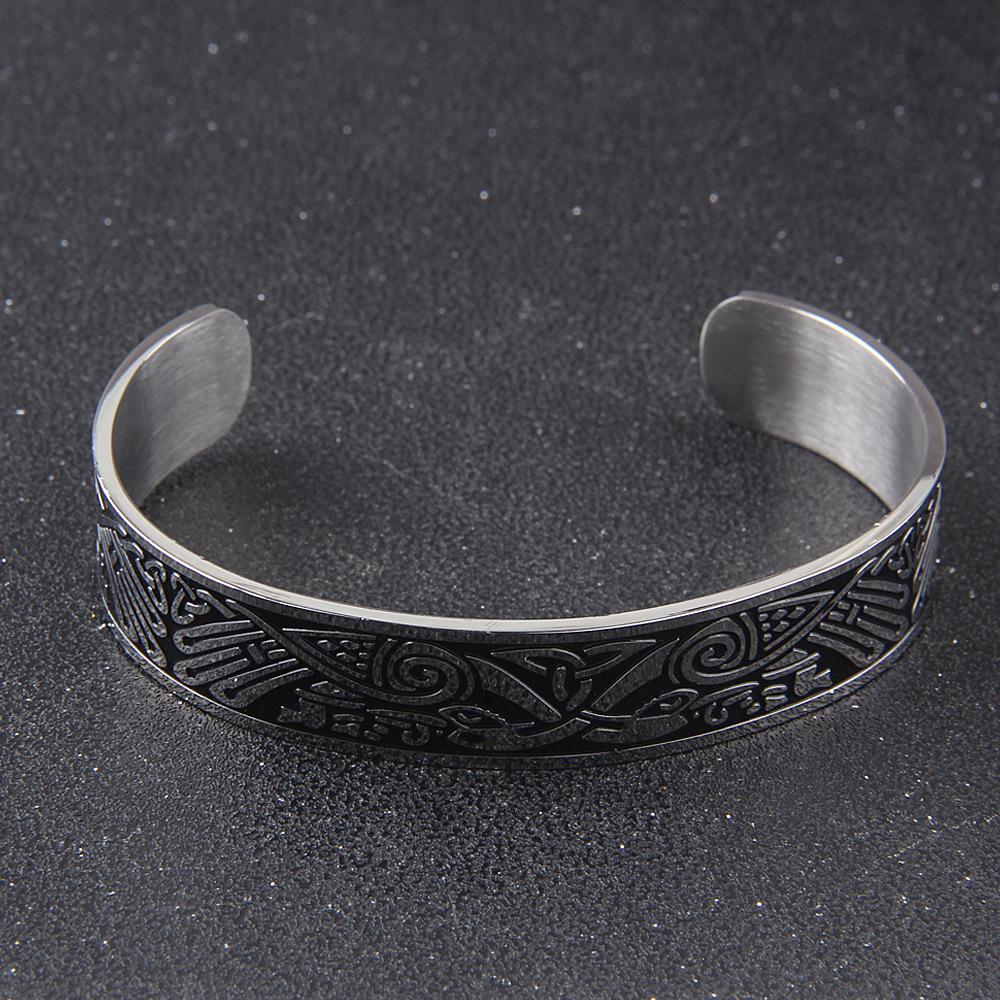 Adjustable Nordic  Silver Viking Bracelets Personality Bracelet Korean Version of Red Copper Open Bracelet