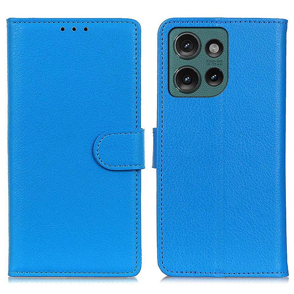 

For Motorola Edge 50 Neo 5G/Moto S50 5G/Thinkphone 25 5G Wallet Case PU Leather Phone Cover Litchi Texture Blue
