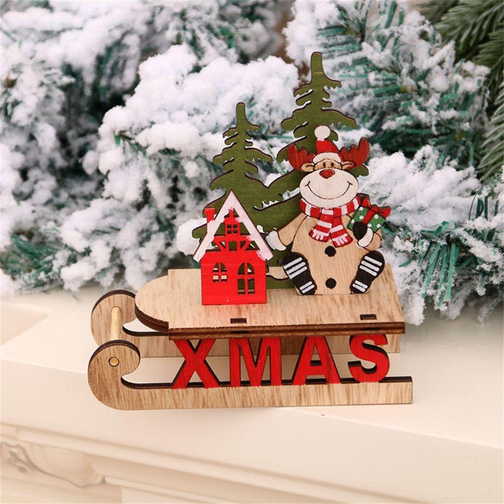 Tree Santa Snowman Wooden DIY Assembly Christmas Decorations Xmas Sled Assembly Decorations