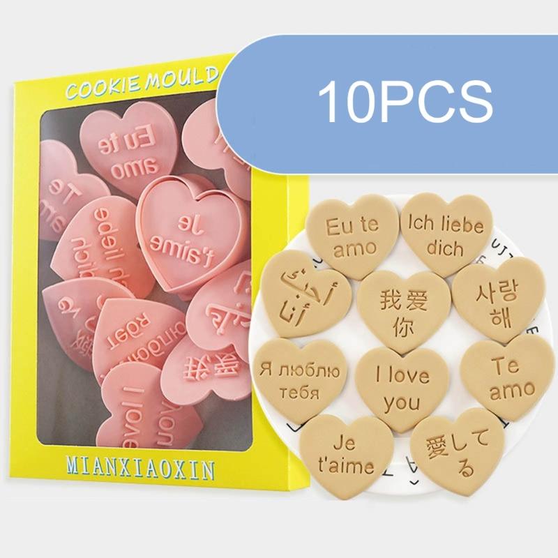 Pack Of 10 Language I Love You Cookie Molds Diverse Language Love You Cookie Cutters Treat Mould For Handmade Sweet