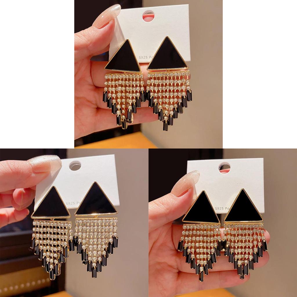 Modern Resin Triangle Dangle Earrings With Zirconia For Fashionable Women Office Wear