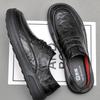 New Shoes for Men Genuine Leather Casual Shoes Cool Black Flat Skateboard Shoes Cow Leather Lace-up Loafers