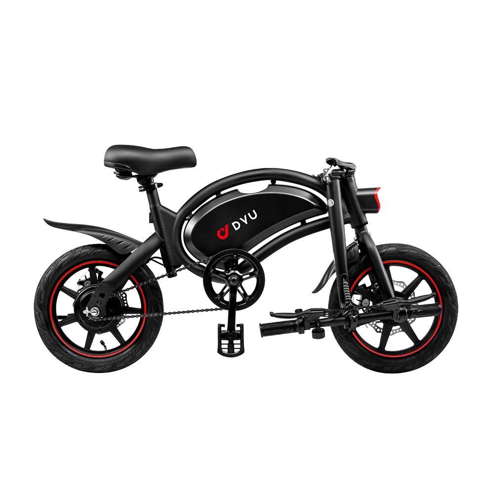 DYU D3F Electric Bicycle 14" Tire 250W Motor Mini City Electric Bike Top Speed 25Km/h Dual Disc Brakes 36V 10AH Foldable Black