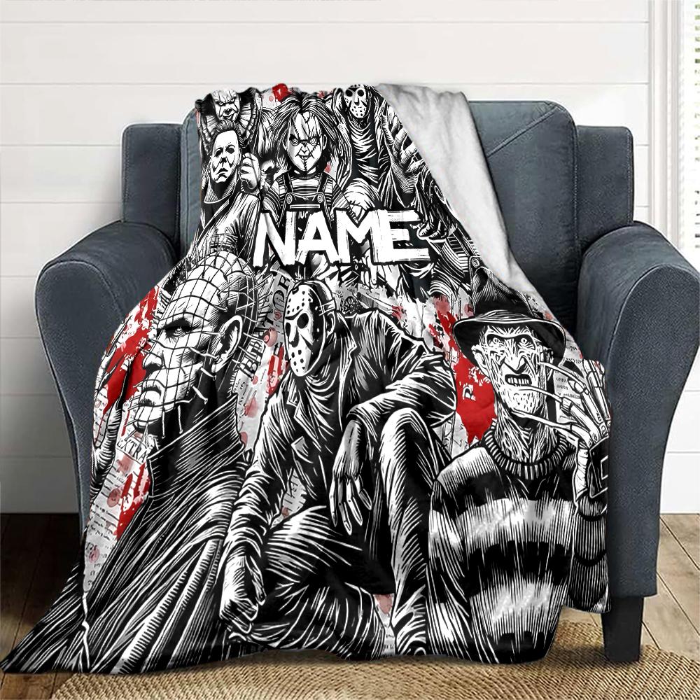Customiz Name Personality Horror movies Blanket Soft &Warm Sofa Office Bed Travel Lunch Break Blanket, Gift Suitable All Seasons