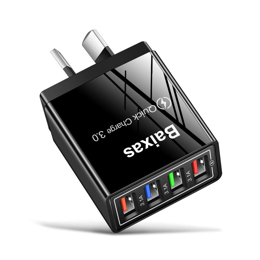 4-Port USB Mobile Charger (US/EU Standard), 3A Tablet Travel Charging Head