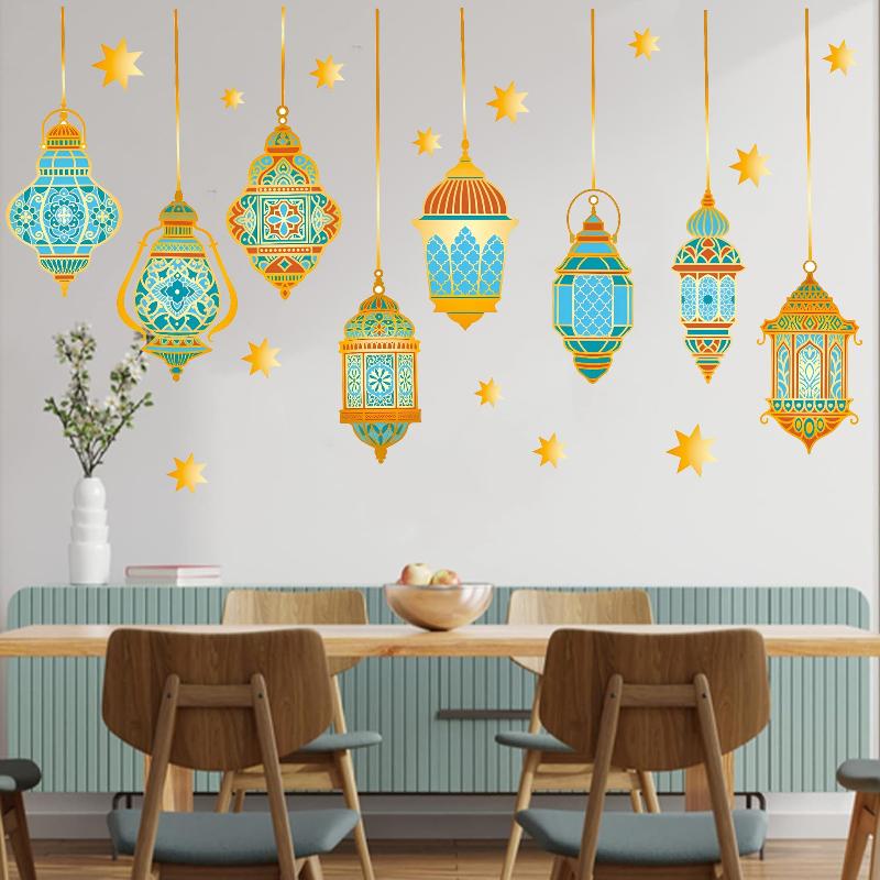 Eid Window Stickers Ramadan Decoration Eid Mubarak Decor For Home Wall Stickers Ramadan Kareem Islam Muslim Party Supplies