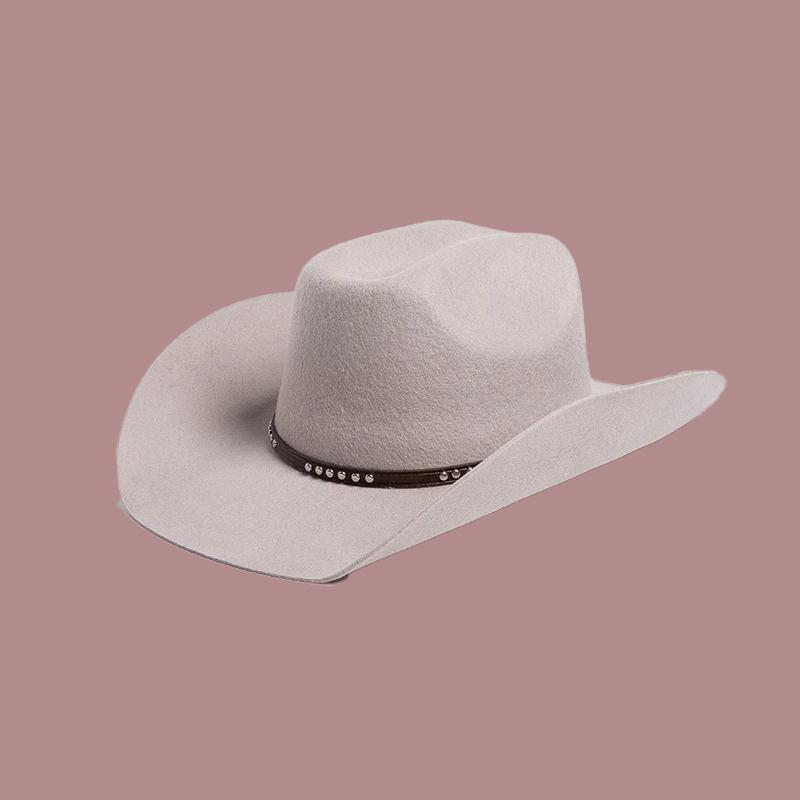 Autumn Winter Western Wedding Cowboy Hat Unisex Casual Studded Wool Felt Hat with Belt  Large Size Fedora Big  Sizes S M  L XL