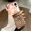 For Honor Magic V Flip 5G Case Leopard Pattern Ring Holder Rhinestone Hard PC Phone Cover