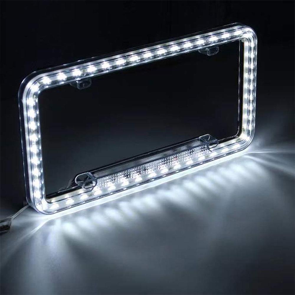 License Plate Frame Light 12V Multicolor LED Flash Lamp Front Rear License Frame Holder For Auto Truck Vehicles Car Accessories