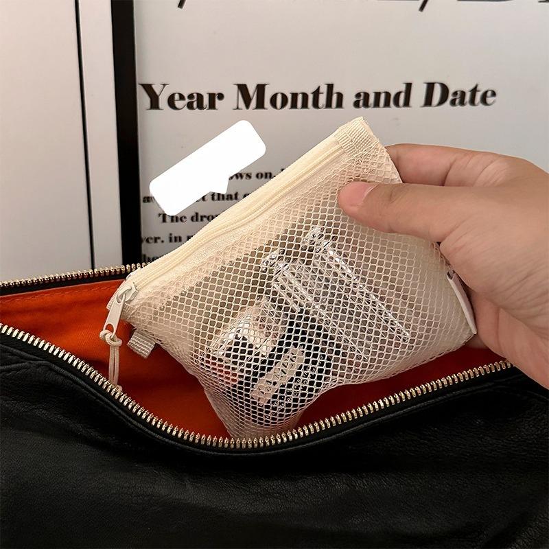 Grid bag mini portable carry on wallet makeup bag data cable headphone bag small item storage double-layer bag simple design