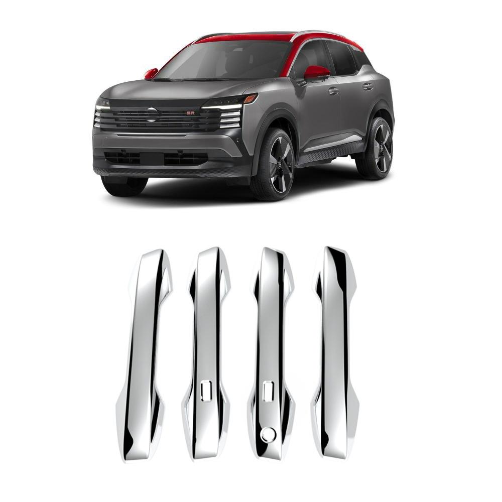For Nissan Kicks 2024 2025 2026 ABS CarbonFiber Silver Car Door Handle Bowl Pull Cover Door Bowl Sticker Exterior Accessories