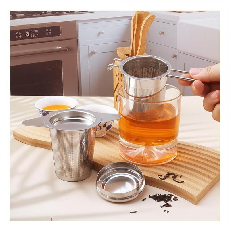 Stainless Steel Tea Infuser Double Wing Handles Fit Most Mugs Cups Extra Fine Mesh for Loose Tea Travel Portable Use