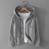 Giacca con Cappuccio in Lino da Uomo Casual Trend Primavera Autunno Capispalla Blazer Top Abbigliamento
