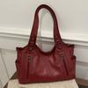 Retro PU Shoulder Bag Large Capacity Underarm Tote Bag Casual Commuting Handbag  Work