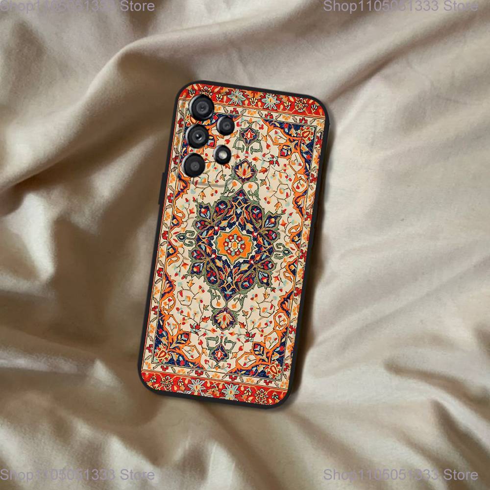 Persian Carpet Floral Pattern Phone Case For Samsung Galaxy A20,A21s,A22,A31,A32,A52,A53,A72,73,A80 Soft Black Cover