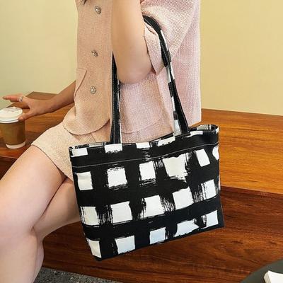 Trendige Tragetasche mit großem Fassungsvermögen, Damen, neue Mode, Textur, Achsel-, Schulter-, Pendler-Tasche, karierte Handtasche
