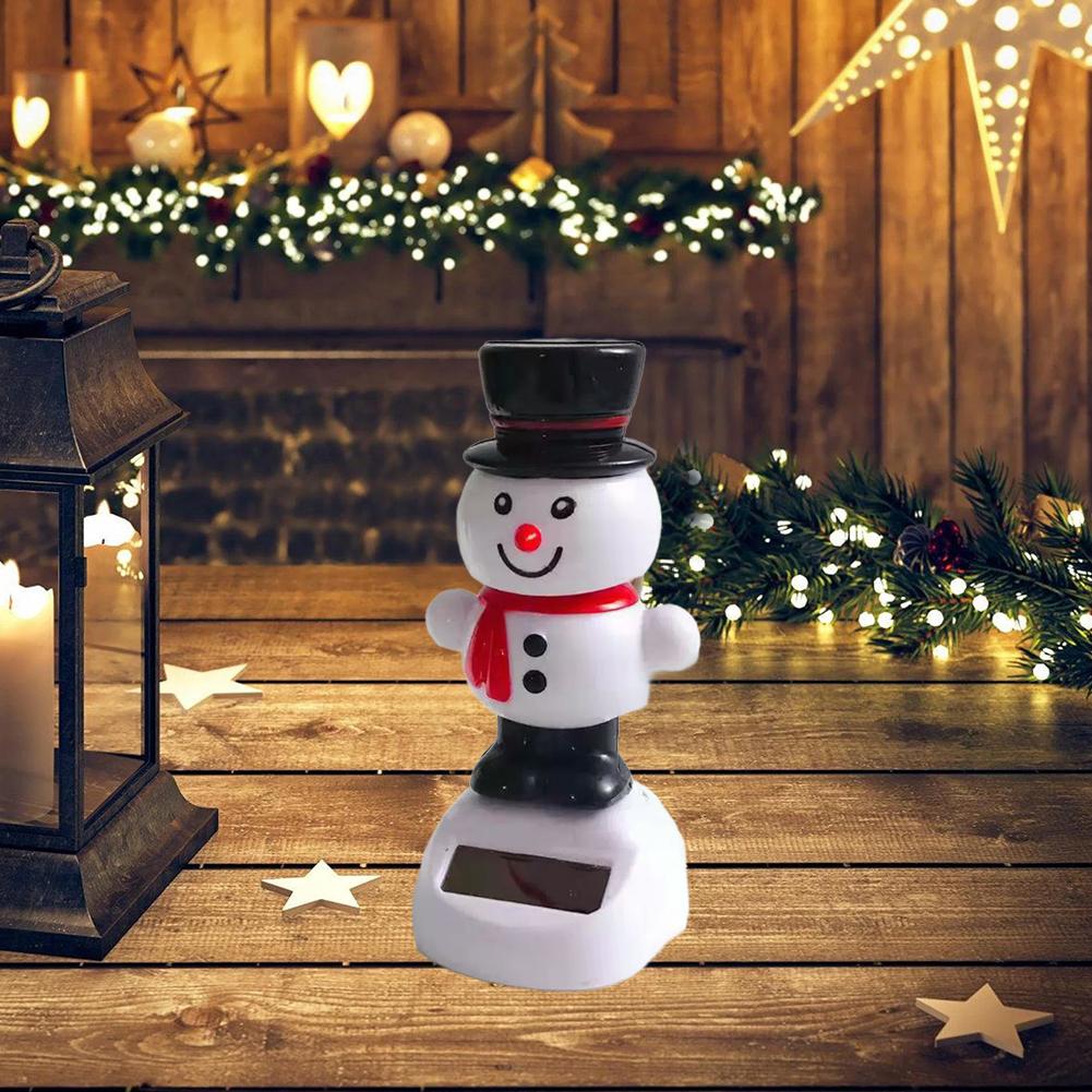 Creative Car Ornament Solar Rocking Christmas Tree Snowman Santa Claus Elk Automatic Swing Auto Interior Whimsical Decoration