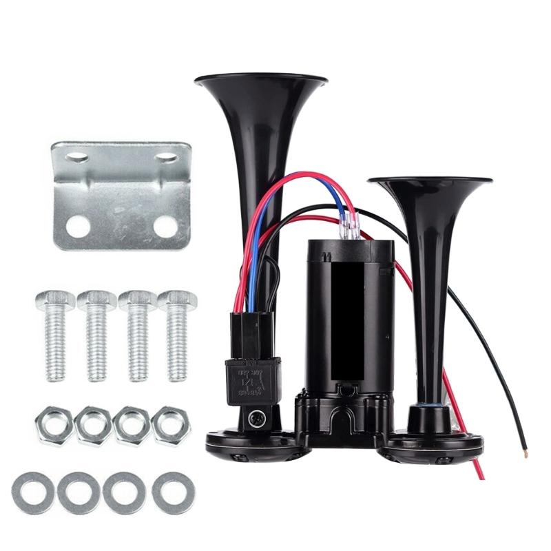 600DB Car Air Horn Super Loud 12V Auto Air Horn Double Tube Trumpet Air Horns