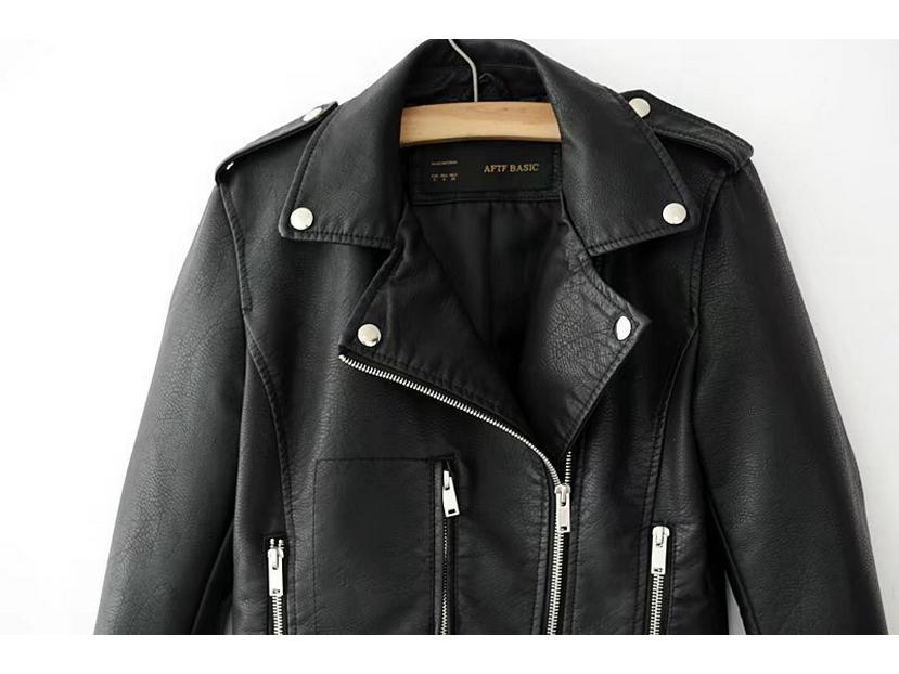 Women's Autumn/Winter PU Leather Motorcycle Jacket – Korean Style Slim Fit Short Coat