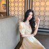 Yuli Cloth French Campanula Petite Puff Sleeve Backless Summer Dress for Women
